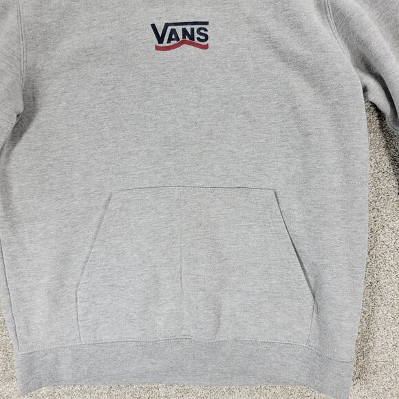 Vans Off The Wall Hoodie Youth L Gray Spell Out‎ Logo Kangaroo Pouch Pullover - Picture 8 of 15